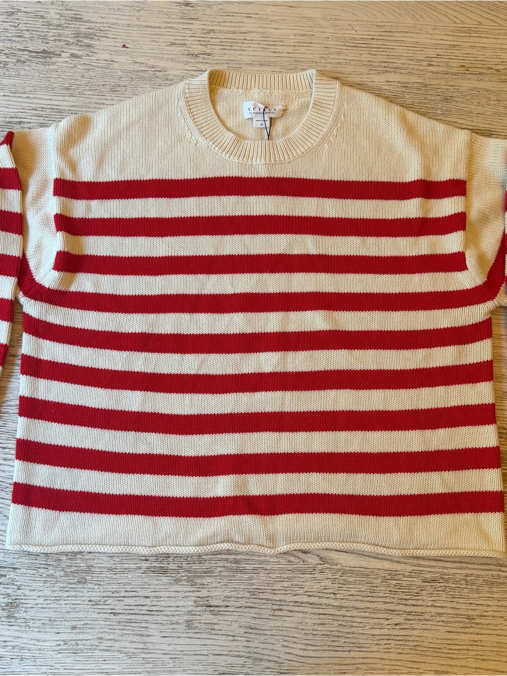 Velvet by Graham & Spencer Lex Cotton Cashmere Striped Sweater XL NWT
